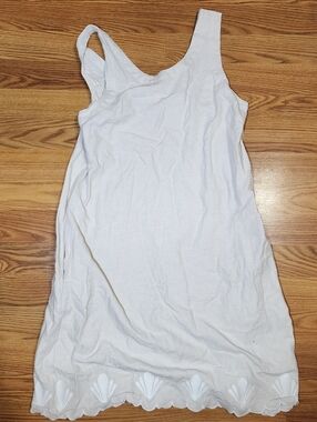 Calypso St. Barth Off White Linen Embroidered Tunic Mini Dress Sz S Boho Coastal